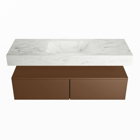 MONDIAZ ALAN - DLUX Badkamermeubelset - 130cm - onderkast - Rust - 2 lades - vrijhangende wastafel - wasbak midden - 1 kraangat - Opalo SW806833