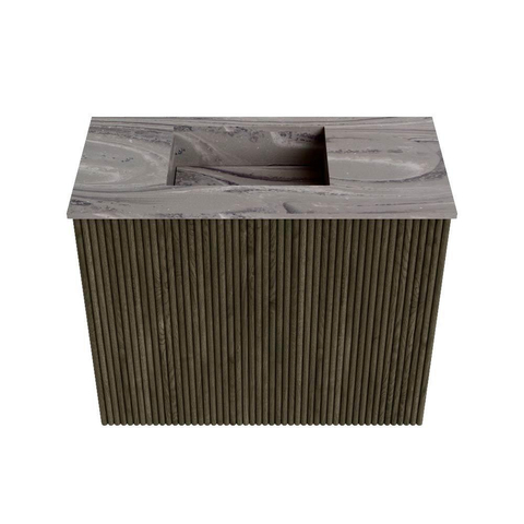 Mondiaz JOYA-DLUX 50cm toiletmeubel - kleur Shadow - Wastafel FAYE positie Links Zonder kraangat kleur Sombra. SW1425185