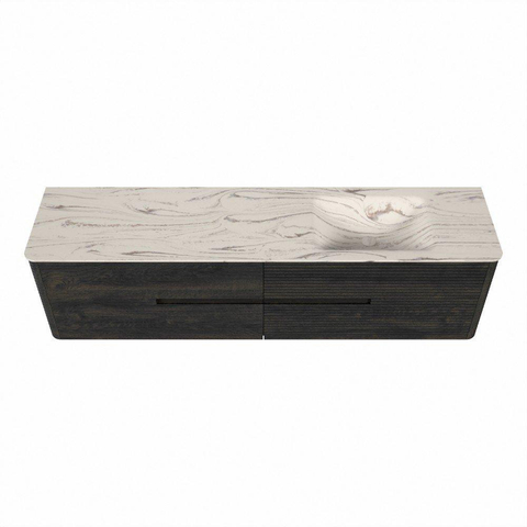 Mondiaz CIRO-DLUX Meuble de salle de bains - 190x45x50cm - Vasque en Solid Surface Nata - 1 lavabo à droite - 1 trou de robinet - 4 tiroirs - Shadow SW1532605