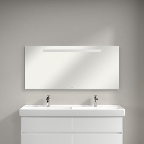 Villeroy & Boch More to see one spiegel - met geïntegreerde led verlichting - 130x60cm - inclusief bevestiging - glans zilver SW453846
