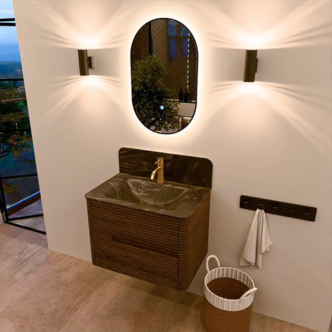 Mondiaz CIRO-DLUX Badkamermeubelset - 70x45x50cm - Solid surface wastafel Lava - 1 wasbak Midden - 1 kraangat - 2 lades - Dusk SW1533814