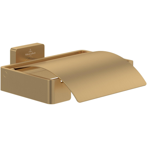 Villeroy & Boch Elements - Striking Toiletrolhouder - met deksel - 131x115x45mm - Brushed Gold (goud) SW974091