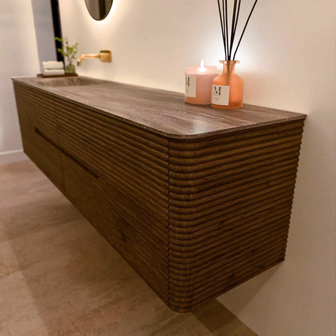 Mondiaz CIRO-DLUX Badkamermeubelset - 190x45x50cm - Solid surface wastafel Oza - 1 wasbak Links - zonder kraangaten - 4 lades - Dusk SW1533314