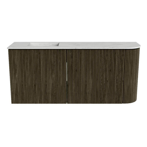 Mondiaz JOYA-DLUX 91.6cm toiletmeubel - ronding rechts kleur Shadow - Wastafel FAYE positie Links Zonder kraangat kleur Opalo. SW1422931