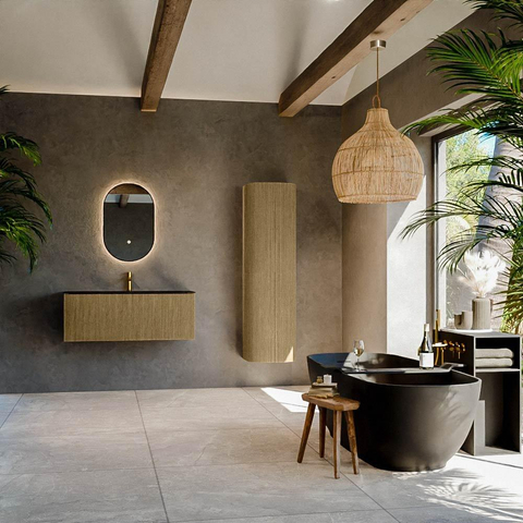 Mondiaz KURVE Ensemble meuble de salle de bains - 110x46x40cm - 1 tiroir - lavabo solid surface - centre - 1 trou de robinet - Dusk SW1415126