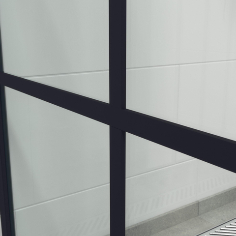 Saniclass Bellini inloopdouche 110x200cm veiligheidsglas mat zwart frame windows buitenzijde met anti kalk TWEEDEKANS OUT6354