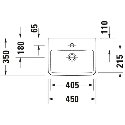Duravit No.1 - No.1 - handwasbakje - 450mm - met overloop - 1 kraangat midden - hoogglans wit SW723812