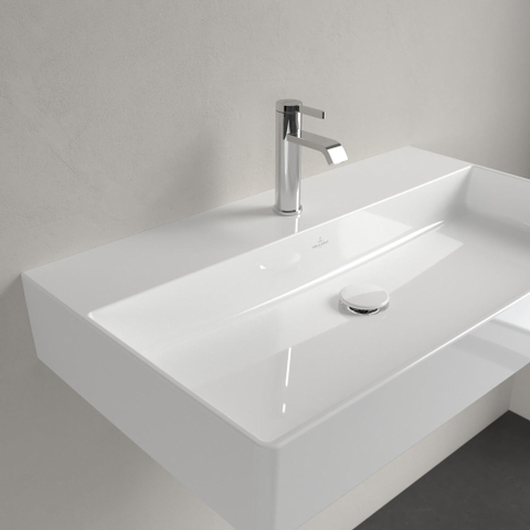 Villeroy & Boch memento 2.0 wastafel - voor handdoekhouders - 80x47cm - zonder overloop - 1 kraangat CeramicPlus - White Alpine (glans wit) SW358450