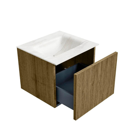 Mondiaz KURVE-DLUX Ensemble de meuble de salle de bains - 50x46x40cm - 1 tiroir - vasque solid surface - central - sans trou de robinet - Dusk SW1414982