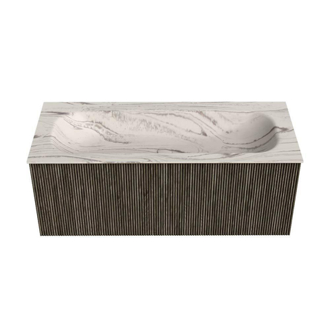 MONDIAZ KURVE-DLUX Meuble de salle de bains 110 cm couleur Shadow avec 1 tiroir et 0 porte. Lavabo BIG MEDIUM Central sans trou de robinet Nata. SW1432309