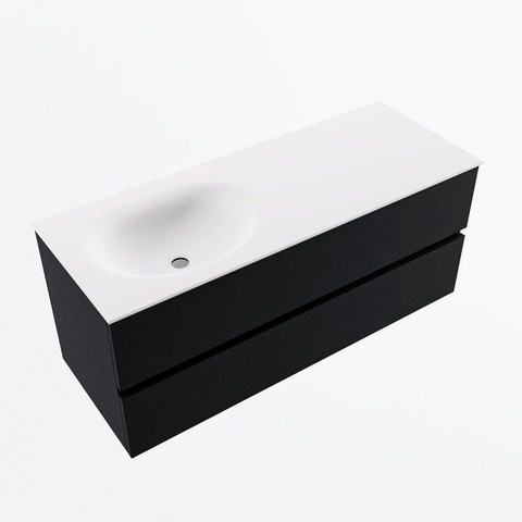 MONDIAZ VICA meuble sous lavabo 120cm Urban 2 tiroirs. Lavabo MOON gauche 1 trou de robinet, couleur Talc. SW1381926