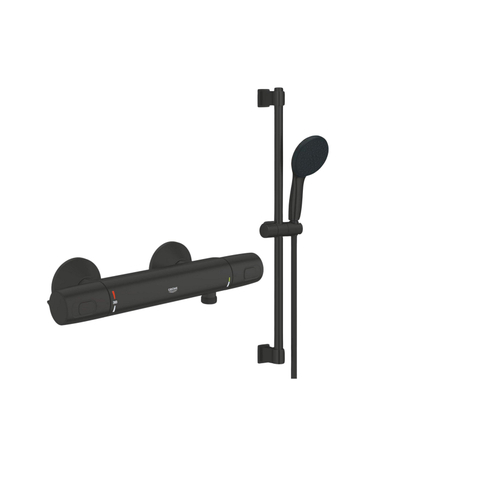 Grohe Precision Trend QuickFix Douchekraan - thermostatisch - met glijstangset - HOH 15cm - matte black (mat zwart) SW1177076