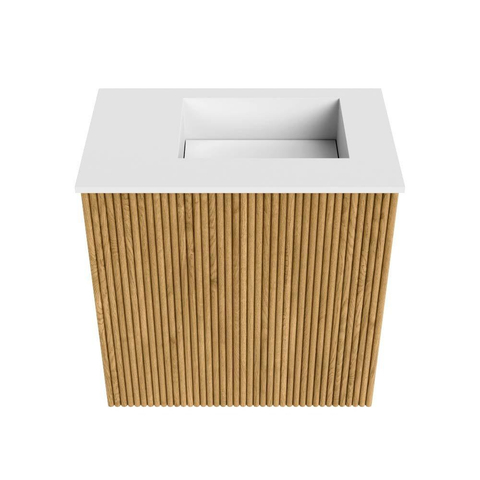 Mondiaz JOYA 40cm meuble de salle de bains - couleur Oak - Vasque FAYE position Droite 1 trou de robinet couleur Talc. SW1421090