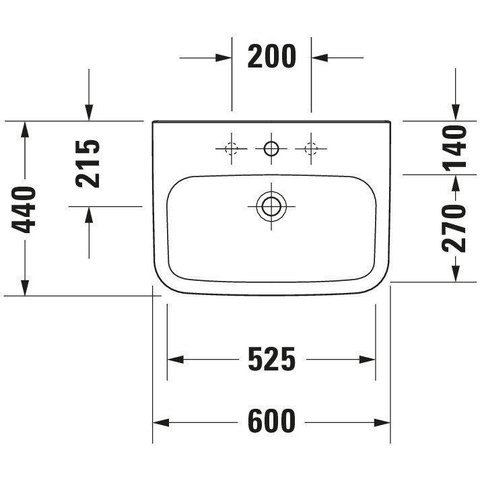 Duravit Durastyle Med wastafel - zonder overloop - met kraangat - 60x44cm - wit SW54109
