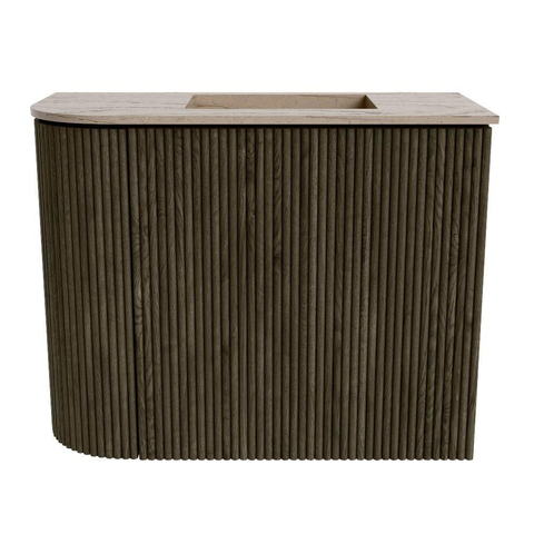 Mondiaz JOYA-DLUX Meuble de salle de bains - 51,6 cm - arrondi gauche couleur Shadow - Vasque FAYE position droite Sans trou de robinet couleur Arena SW1424830