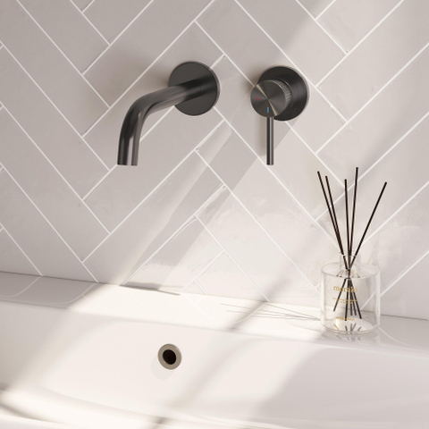 BRAUER Stripe Mitigeur lavabo encastré - bec courbé et rosaces - modèle A1 - gunmetal brossé PVD SW1434956