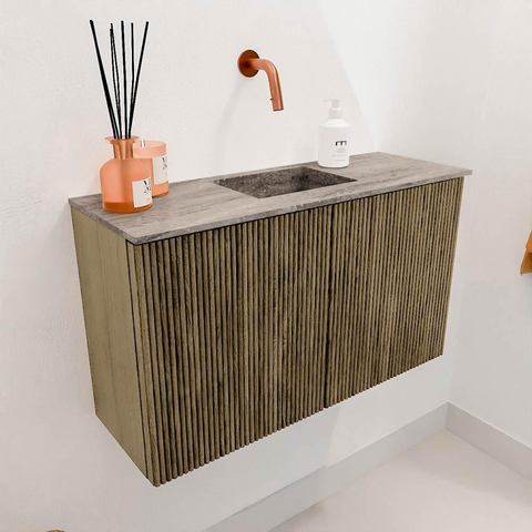 Mondiaz JOYA-DLUX Meuble de toilette 70cm - couleur Dusk - Vasque FAYE position Milieu Sans trou de robinet couleur Oza SW1425975