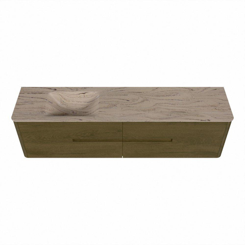 Mondiaz CIRO-DLUX Meuble de salle de bains - 190x45x50cm - Plan-vasque en solid surface Arena - 1 vasque à gauche - 1 trou de robinet - 4 tiroirs - Dusk SW1533127