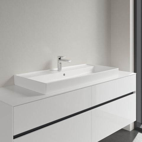 Villeroy & Boch Collaro meubelwastafel - 100x47cm - met overloop - 1 kraangat CeramicPlus - Stone White (mat wit) SW358325