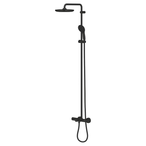 Grohe Tempesta System 250 Regendoucheset - 158.8cm - hoofddouche - 25cm - ronde handdouche - 2 straalsoorten - met thermostaatkraan - matte black (mat zwart) SW1077280