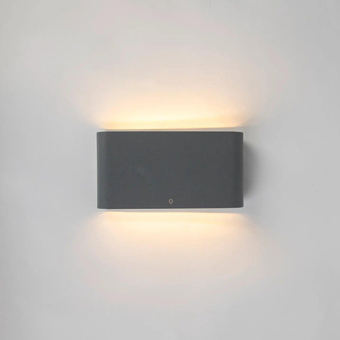 QAZQA Batt wandlamp - 17.5x9x3cm - incl. LED - IP65 - mat donkergrijs SW1187198
