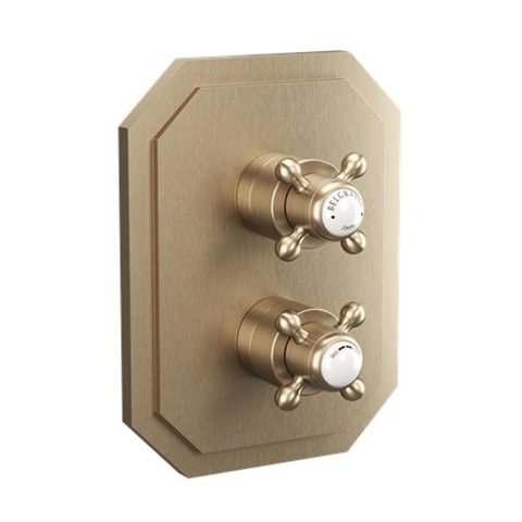 Crosswater Belgravia Douchekraan - inbouw - exclusief inbouwdeel - 3 functies - geborsteld messing (goud) SW1176799