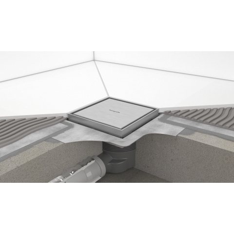 Hansgrohe RainDrain Brilliance Puntafvoer - 15x15cm - achterzijde betegelbaar - brushed stainless steel SW1590309