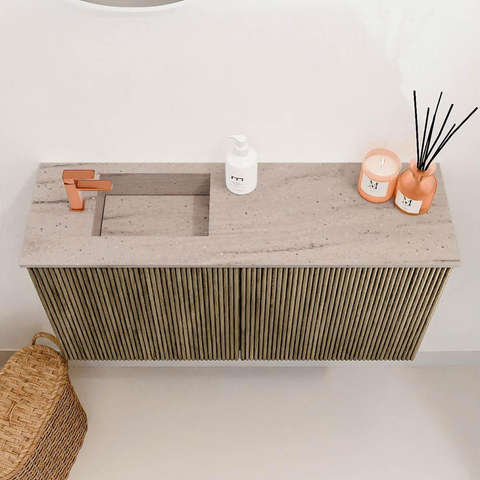 Mondiaz JOYA-DLUX 80cm toiletmeubel - kleur Dusk - Wastafel FAYE positie Links 1 kraangat kleur Saba. SW1426056