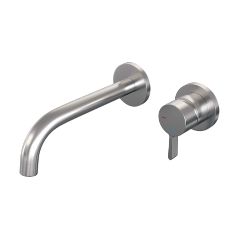 BRAUER Brushed Edition Wastafelmengkraan inbouw - gebogen uitloop links - hendel middel dik - inclusief inbouwdeel - model E 1 - PVD - geborsteld RVS SW374373