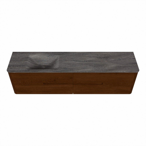 Mondiaz CIRO-DLUX Badkamermeubelset - 190x45x50cm - Solid surface wastafel Oza - 1 wasbak Links - zonder kraangaten - 4 lades - Ruby SW1532137
