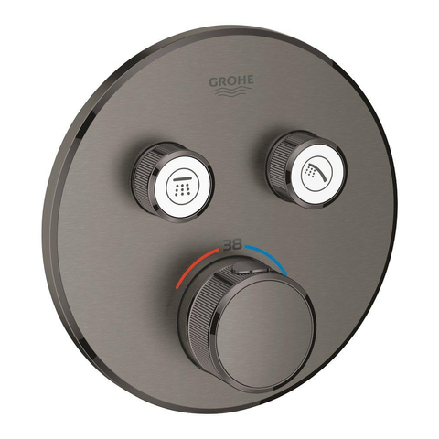 Grohe SmartControl Inbouwthermostaat - 3 knoppen - rond - brushed hard graphite (antraciet) SW225087