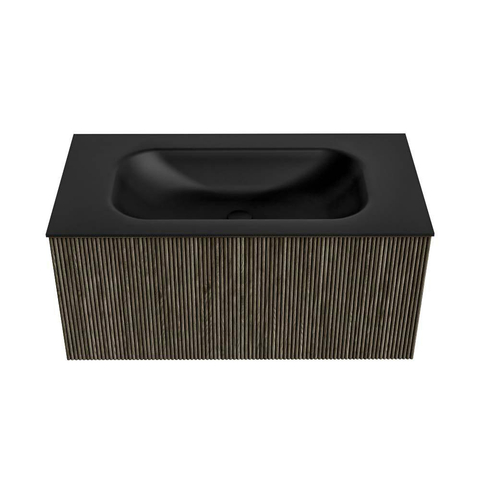 Mondiaz KURVE Ensemble meuble de salle de bains - 90x46x40cm - 1 tiroir - vasque solid surface - centre - 1 trou de robinet - Shadow SW1414186