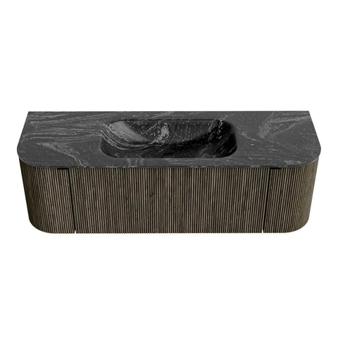 Mondiaz KURVE-DLUX Ensemble meuble de salle de bains - 140x46x40cm - 1 tiroir - 2 portes - lavabo solid surface - central - 1 trou de robinet - Shadow SW1414651