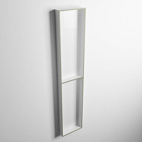 Mondiaz Easy nis 29.5x89.5x8cm voor Inbouw/opbouw 2 open vakken Solid surface Talc/Army SW643798