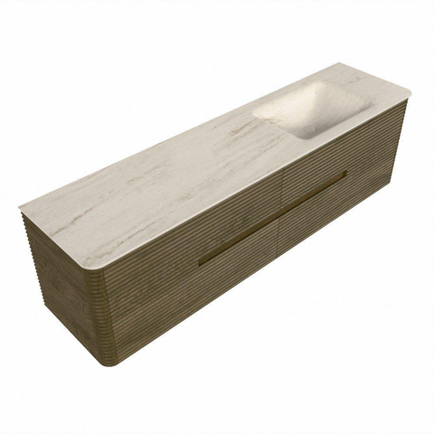 Mondiaz CIRO-DLUX Ensemble de meubles de salle de bains - 180x45x50cm - Plan vasque solid surface Meli - 1 vasque à droite - sans trous de robinet - 4 tiroirs - Dusk SW1533189