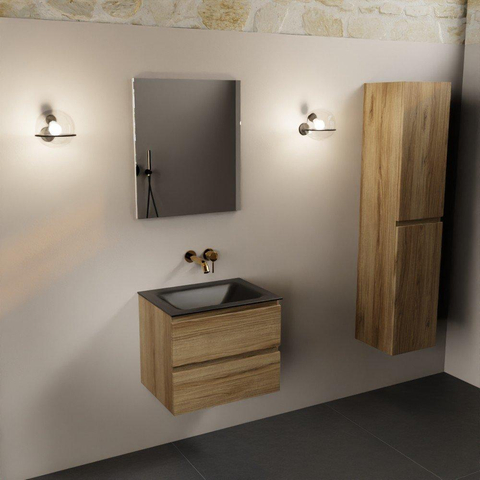 Mondiaz Aivy badmeubelset - 60x45x50cm - 0 kraangaten - 1 wasbak urban Solid surface - Midden - 2 lades - Zonder spiegel - Melamine Chai SW892302