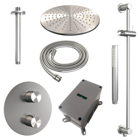 BRAUER Brushed Edition inbouw regendoucheset – Ø30 cm hoofddouche – 30 cm plafondbuis – staafhanddouche – glijstang – set 90 SW1159153