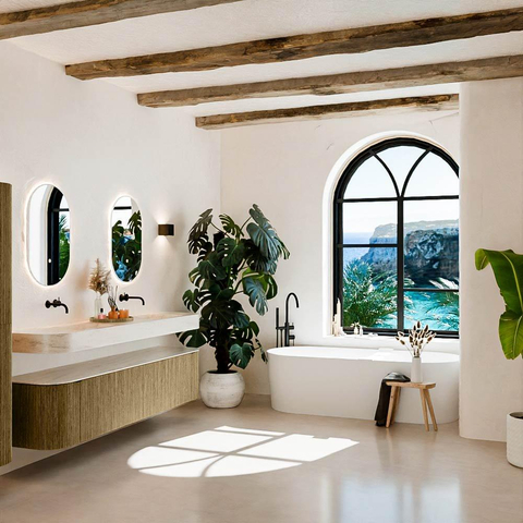 MONDIAZ THOR-DLUX Meuble de salle de bains - 200cm - arrondi gauche + droite - couleur Dusk - 2 tiroirs - 2 portes - Vasque suspendue CLOUD Double sans trou de robinet - couleur Meli SW1467108
