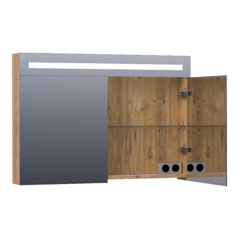 BRAUER Promise Deluxe armoire de toilette – 99 x 70 x 15 cm – LED directe – 2 portes, portes-miroir double face – Chateau SW371659
