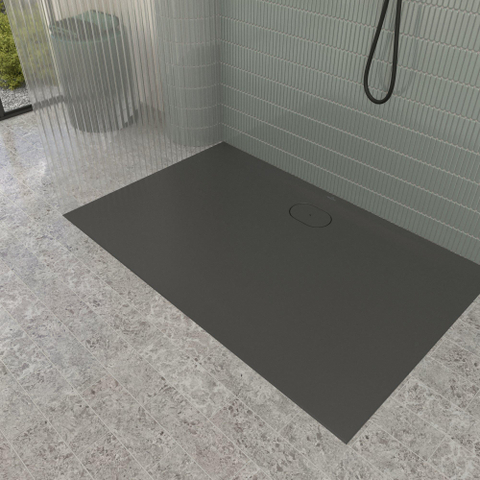 Villeroy & Boch Ecora douchebak - 140x90x3.5cm - afvoer lange zijde - anthracite (antraciet) SW1558875