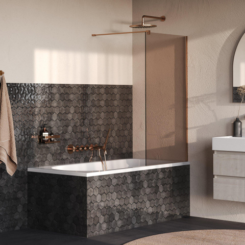 BRAUER Oblivion Badwand - 80x140- brons glas - incl. glascoating - geborsteld koper PVD SW1580828