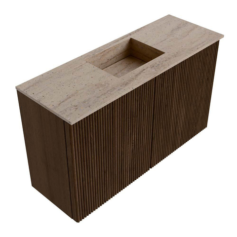 Mondiaz JOYA-DLUX 70cm toiletmeubel - kleur Walnut - Wastafel FAYE positie Midden 1 kraangat kleur Saba. SW1424634