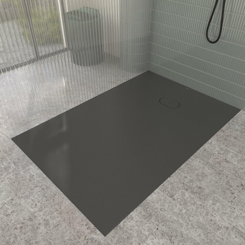 Villeroy & Boch Ecora douchebak - 150x100x3.5cm - afvoer korte zijde - anthracite (antraciet) SW1558870