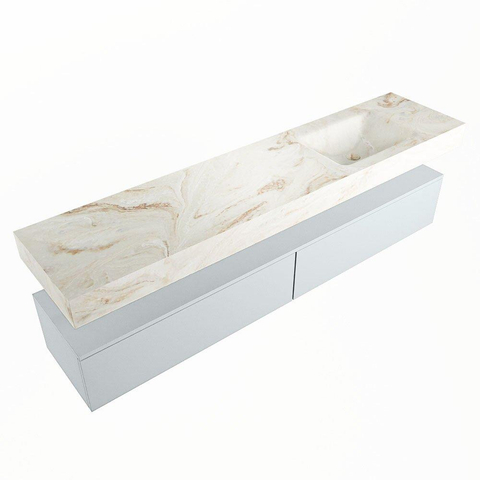 MONDIAZ ALAN - DLUX Ensemble de meuble de salle de bains - 200cm - meuble bas - Clay - 2 tiroirs - lavabo suspendu - vasque à droite - 1 trou de robinet - Frappe SW804888