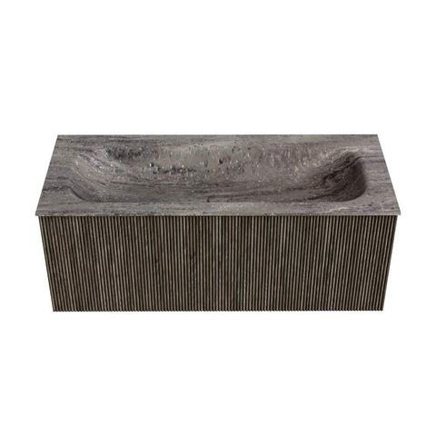 MONDIAZ KURVE-DLUX Meuble de salle de bains 110 cm couleur Shadow avec 1 tiroir et 0 porte. Lavabo BIG MEDIUM Central sans trou de robinet Oza. SW1432896