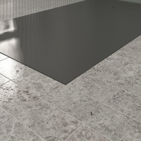 Villeroy & Boch Ecora douchebak - 140x80x3.5cm - afvoer korte zijde - anthracite (antraciet) SW1558863