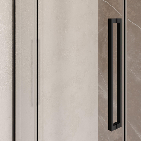 BRAUER Stellar Cabine de douche - 140x90x200cm - porte battante - revêtement verre - réversible - verre clair - noir mat SW1418037