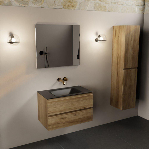 Mondiaz Aivy badmeubelset - 80x45x50cm - 0 kraangaten - 1 wasbak urban Solid surface - Midden - 2 lades - Met spiegel - Melamine Chai SW892440