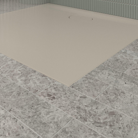 Villeroy & Boch Ecora douchebak - 100x90x3.5cm - afvoer lange zijde - almond (beige) SW1558876