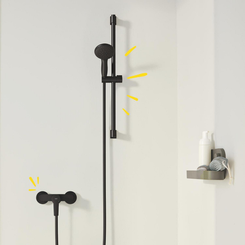 Grohe Start Douchekraan - zonder omstel - koppelingen - HOH=15cm - matte black (mat zwart) SW924741